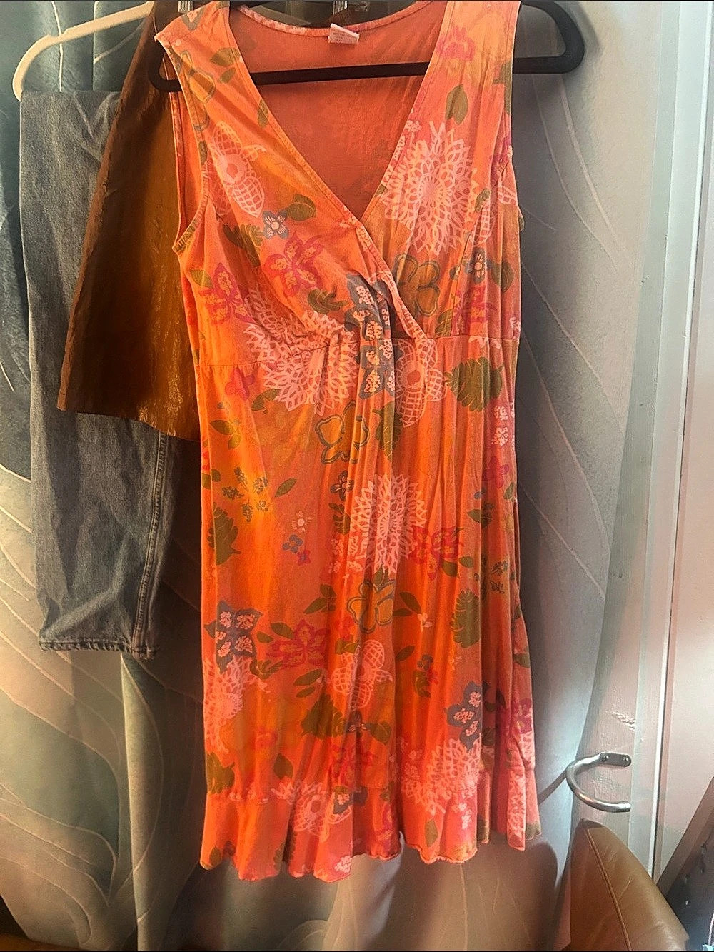 Laundry by Shelli Segal Floral Mini Dress in Orange & Pink Size Medium Like New